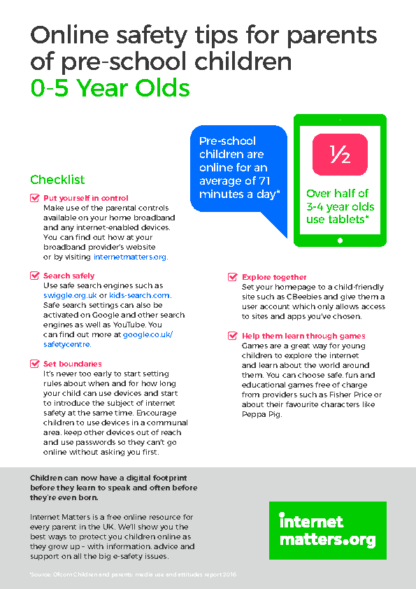 Online Safety Tips for Parents of Pre-School Children